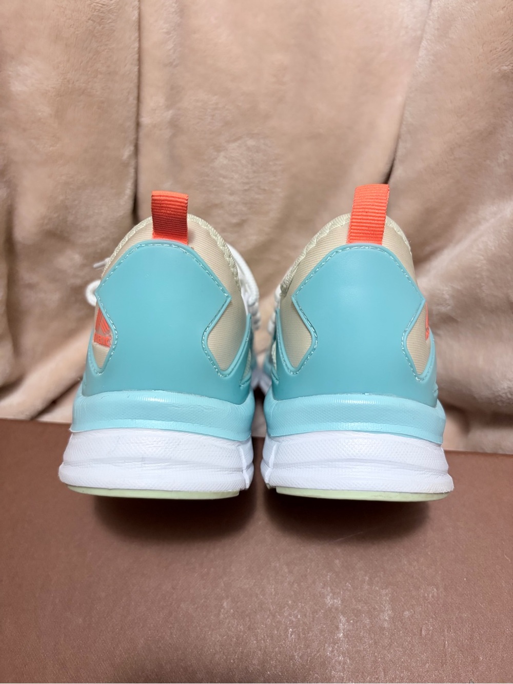 Reebok Mint Green and Light Blue Sneakers with Orange Heel Tab - Picture 4 of 5